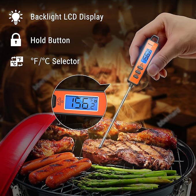ThermoPro TP01A Instant Read Meat Thermometer with Long Probe Digital Food Cooking Thermometer for Grilling BBQ Smoker Grill Kitchen Oil Candy Thermometer