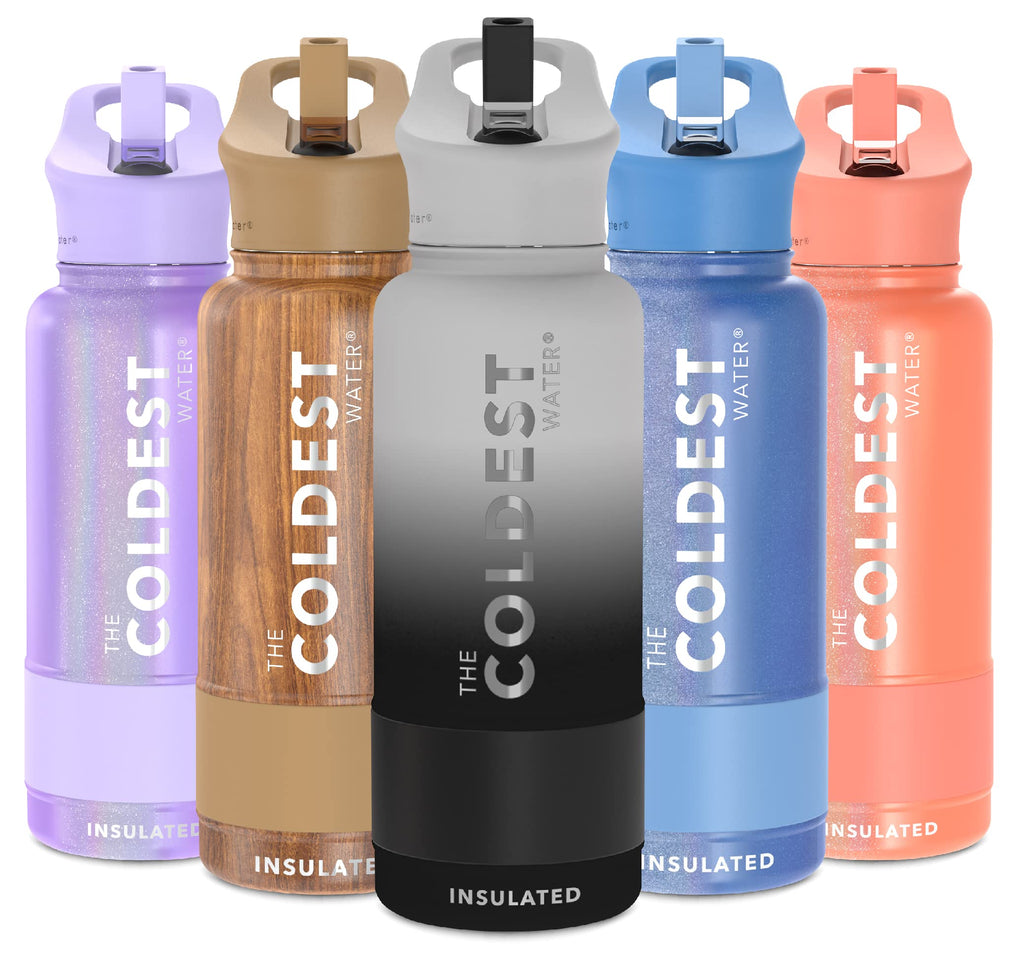 Coldest Insulated Water Bottle with Straw Lid - Stainless Steel Metal Insulated Bottle for Men & Women (Hyperspace White, 32 oz)