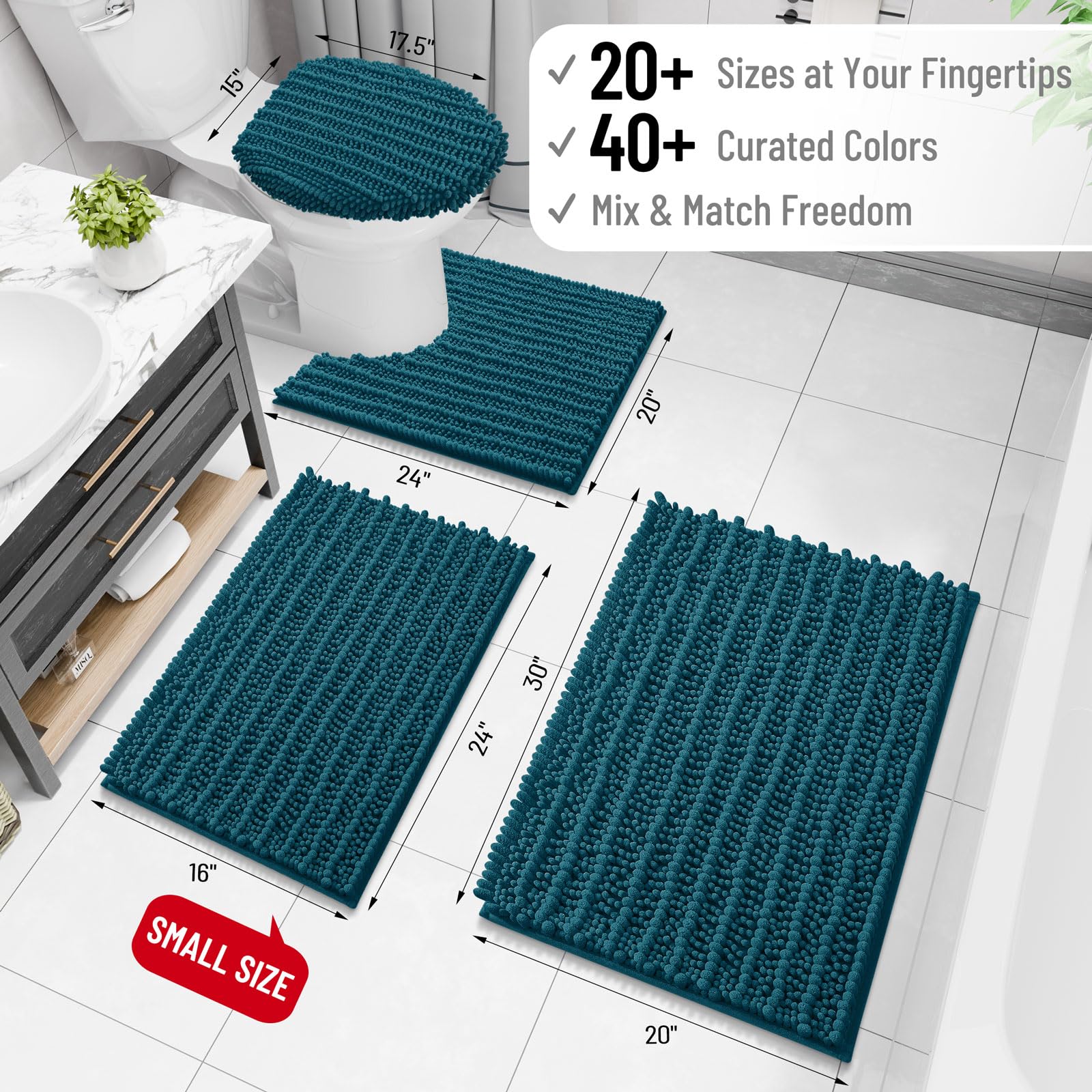 Arotive Bathroom Rugs Mat 60x24, Soft Absorbent Chenille Shaggy Bath Mat