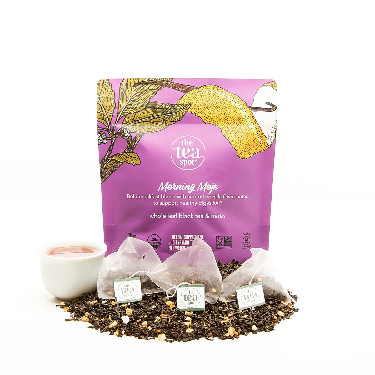 The Tea Spot Organic Keep Fit Green Tea with Yerba Mate and Matcha for Metabolic Support | Blend of Green Tea, Matcha, Yerba Mate, Rooibos, Lemongrass and Lemon Flavor | Caffeine-Free 15 Tea Bags
