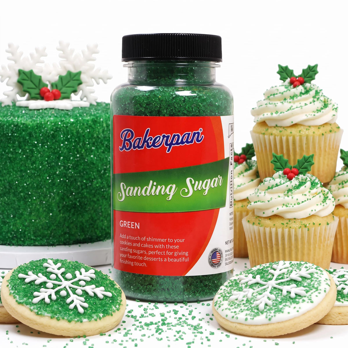 Bakerpan Silver Sanding Sugar for Baking & Cookie Decorating - 5 oz Decorating Sugar Sprinkles for Cookies, Cakes & Cocktails | Kosher, Gluten-Free, Made in USA