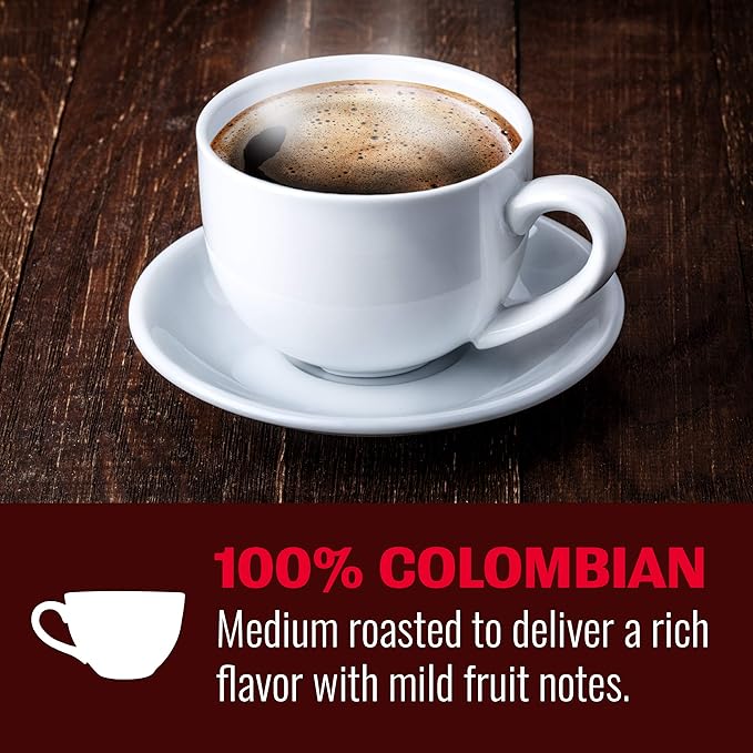 Hills Bros Single Serve Coffee Pods, 100% Colombian Ground Coffee, Medium Roast, 12 Count – Keurig Compatible, Roasted 100% Arabica Beans, Smooth Balanced Flavor