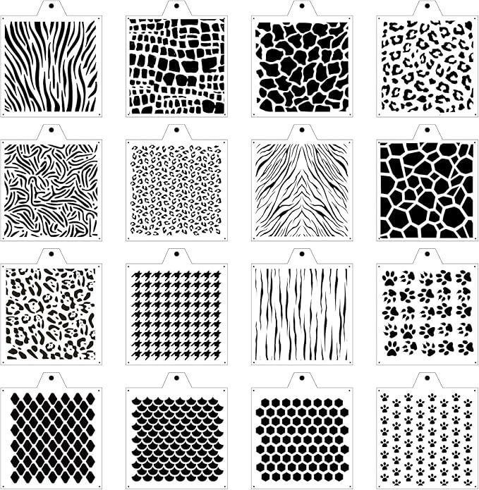 Leopard 5.5x5.5in Cheetah Animal Cow Print Skin Reusable Painting Template Stencils for Cake, Cookie Decorating & DIY Projects
