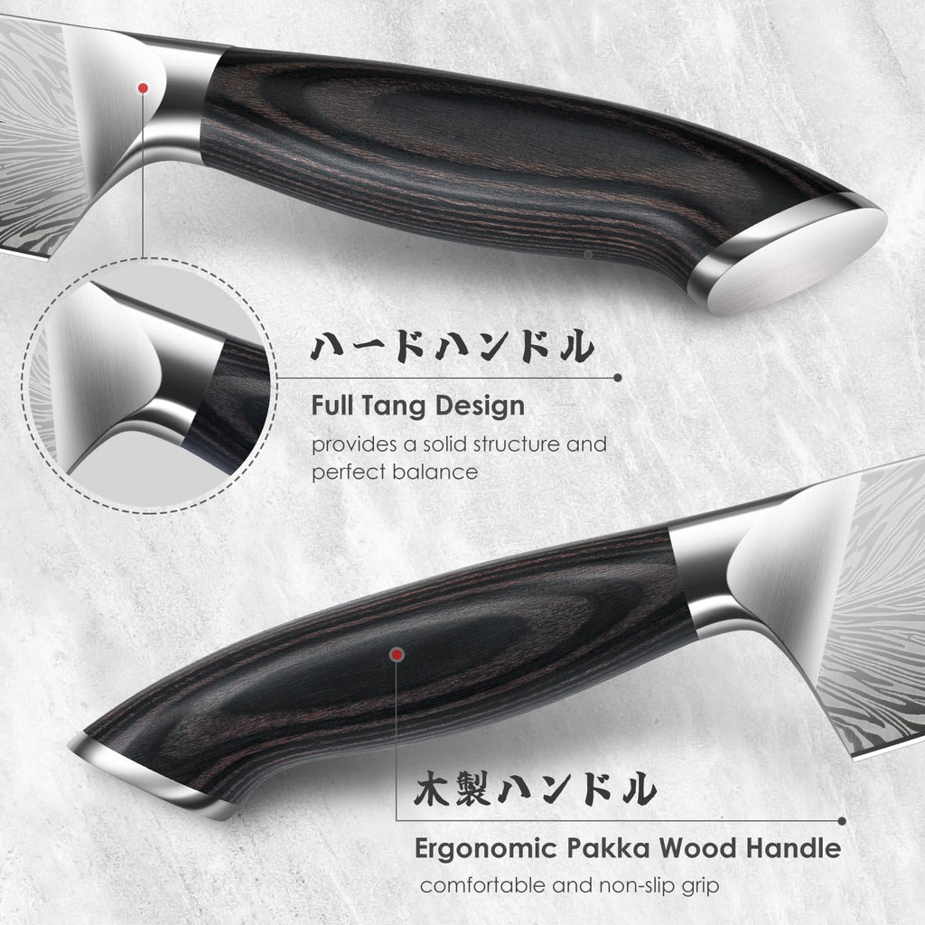 SHAN ZU Chef Knife in Powder Steel, Japanese Kitchen Knife 8 Inch, Ultra Sharp Chef's Knives, High Carbon Japanese Knives with Ergonomic Pakkawood Handle Professional Utility Knives for Meat Vegetable
