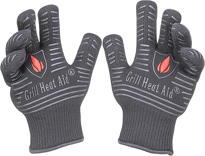 GRILL HEAT AID Grill Gloves Heat Proof for Men Grilling BBQ Heat Resistant Gloves
