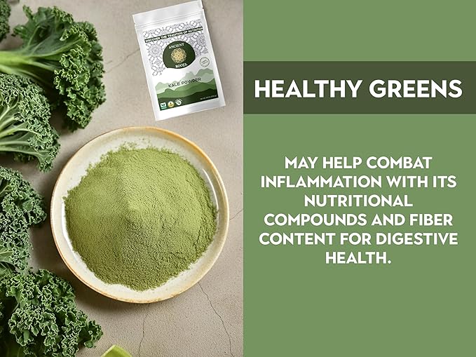 Ancient Roots Kale Powder - All-natural Vegetable Powder, No Sugar Added, No Preservatives, Supports Heart Health, Natural Source of Fiber - 3.5 ounces (20 servings)
