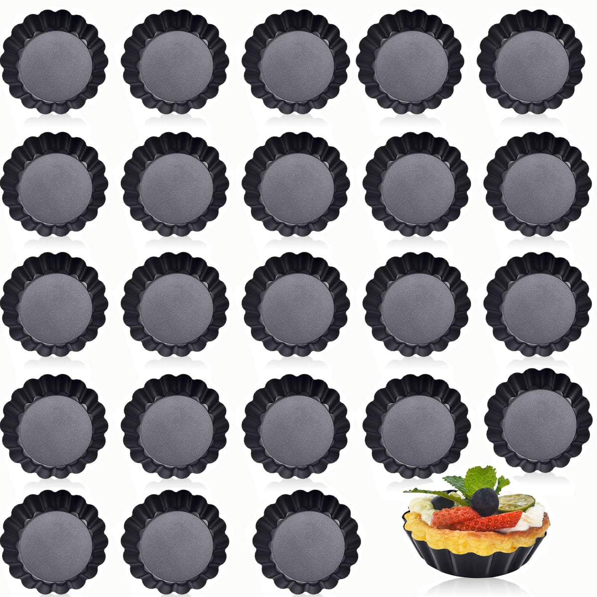 DATANYA Mini Tart Pans Removable Bottom 3 Inch, Carbon Steel Nonstick Quiche Pan Pie Tart Tin Mold, 0.8inches High for Baking Tartlets, Pies, Cakes, Cupcakes - Premium Champagne Gold 12PCS