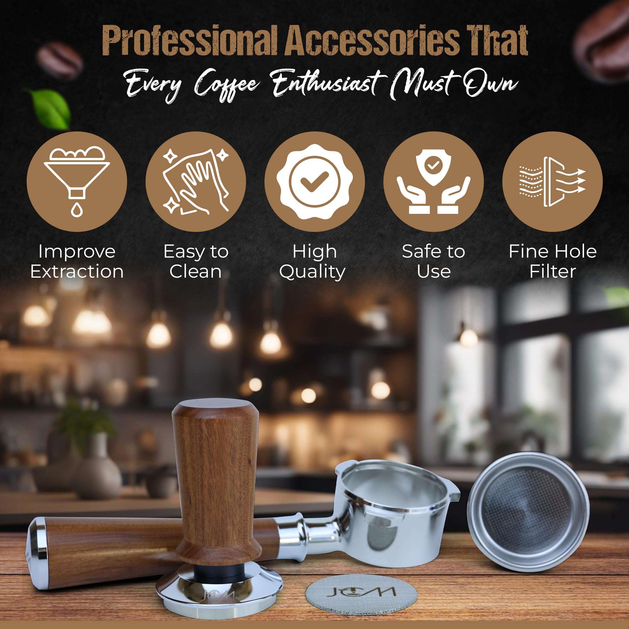 54mm Bottomless Portafilter for Breville Espresso Machines with 18g Filter Basket & 53.35mm Espresso Puck Screen Naked – Red Rosewood