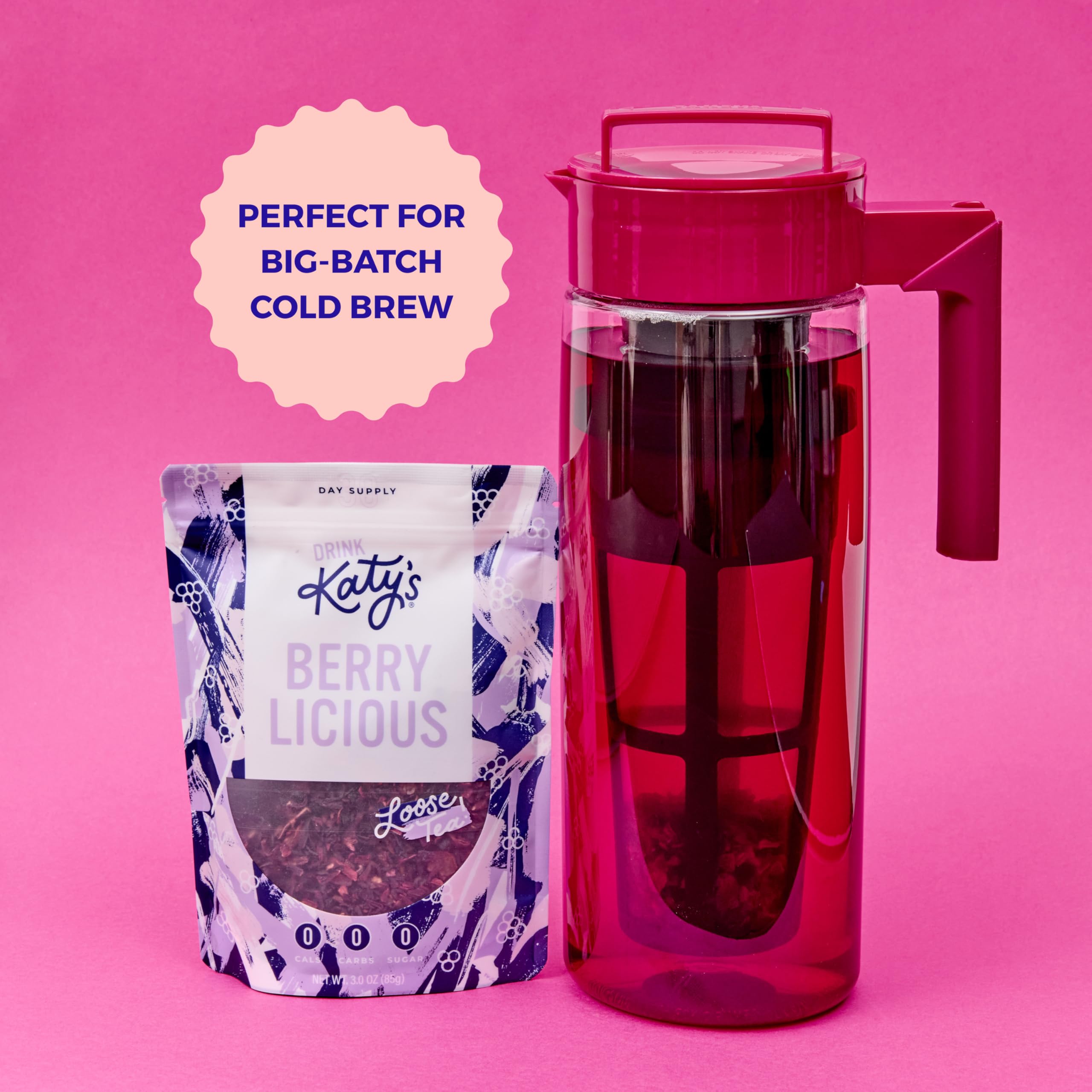 Katy’s Berry Loose Leaf Tea - Hibiscus, Blueberry & Cranberry - Fruity Herbal Tea, Caffeine-Free, Sugar-Free - Hot or Iced Tea - 30+ Cups
