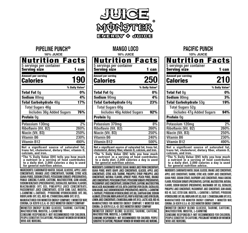 Monster Energy Juice Monster Variety Pack, PPMLPP, Energy Drink, 16 Ounce