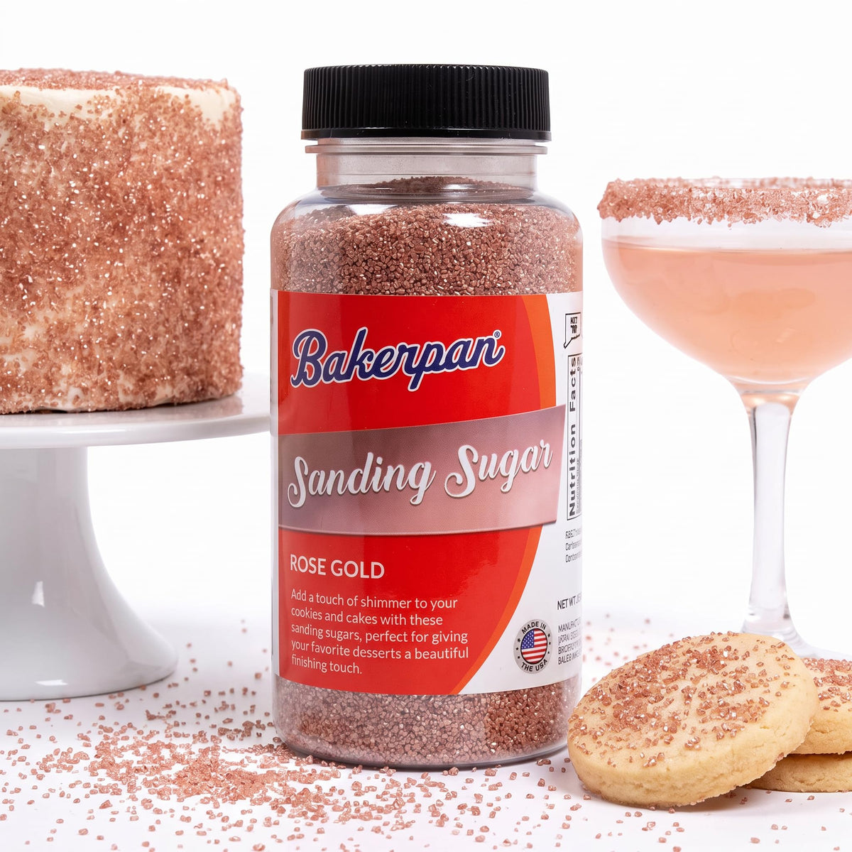 Bakerpan Silver Sanding Sugar for Baking & Cookie Decorating - 5 oz Decorating Sugar Sprinkles for Cookies, Cakes & Cocktails | Kosher, Gluten-Free, Made in USA