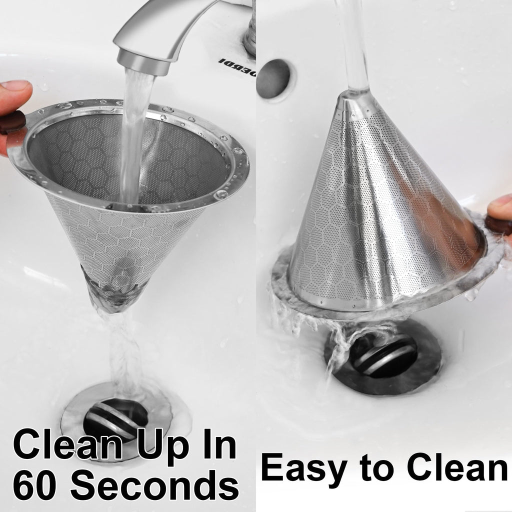 Pour Over Coffee Dripper, Reusable Stainless Steel Coffee Filter with 800-Mesh Double-Layer Cone, Paperless Single Cup Coffee Maker for Mugs, Travel and Camping