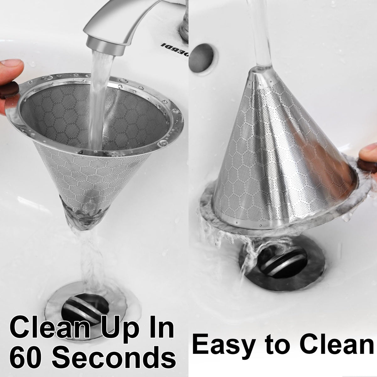 Pour Over Coffee Dripper, Reusable Stainless Steel Coffee Filter with 800-Mesh Double-Layer Cone, Paperless Single Cup Coffee Maker for Mugs, Travel and Camping