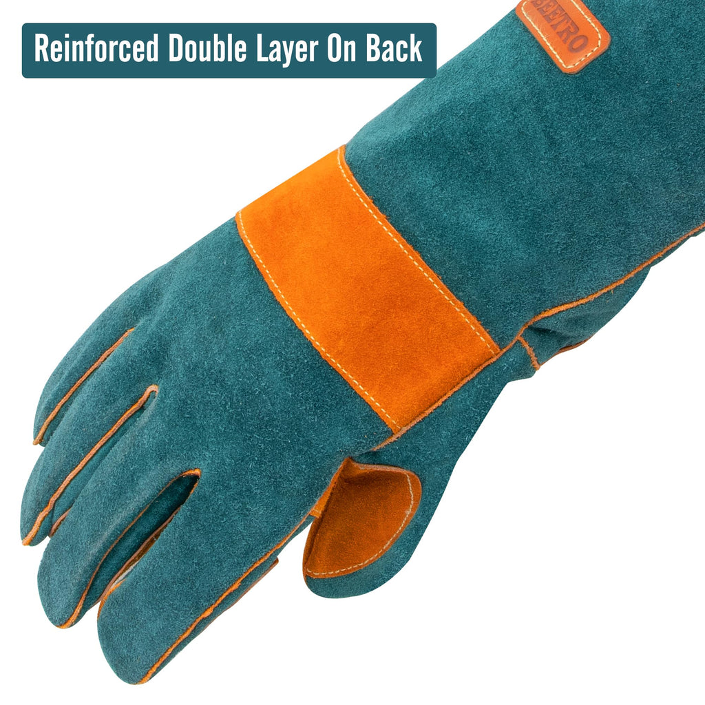 BEETRO Welding Goves Heat resistant 932°F Split Leather 4 Layers Working Gloves Soft Cotton Lining Breathable 16 Inches Mitts for Oven/Grill/Fireplace/Furnace/Stove/Pot Holder/BBQ/Animal Handling