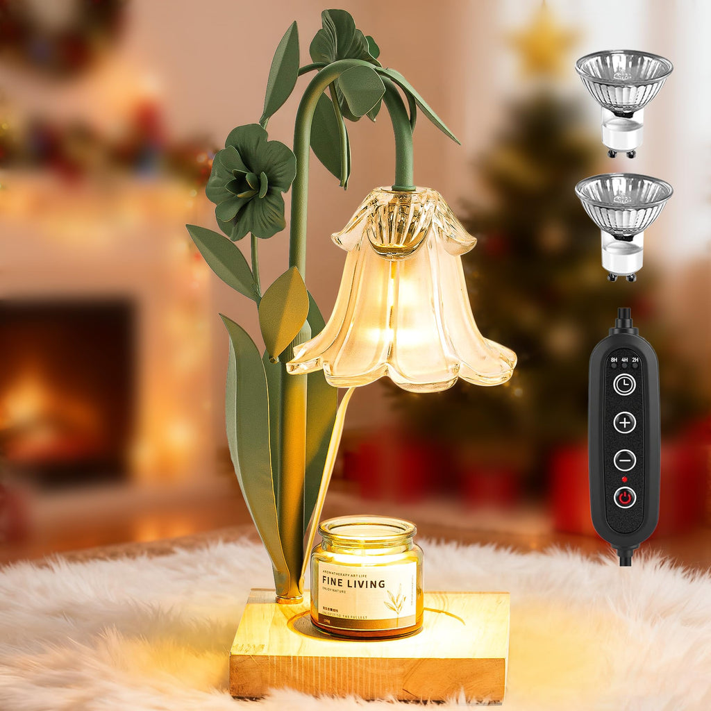 Candle Warmer Lamp with Timer Dimmer, Adjustable Height Flower Candle Lamp Warmer, House Warming Gifts New Home Decor, Mothers Day Birthday Gifts for Women Mom Sister, Wax Melt Warmer for Jar Candles