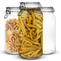 Marbelous Set of 3 Glass Mason Jar 64 Ounces with Airtight Lid Large Jars With Stainless Steel Bail And Trigger Clamps