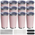 UIRZOTN 20oz Travel Coffee Tumbler, Insulated Travel Mug, Pink 12 Pack