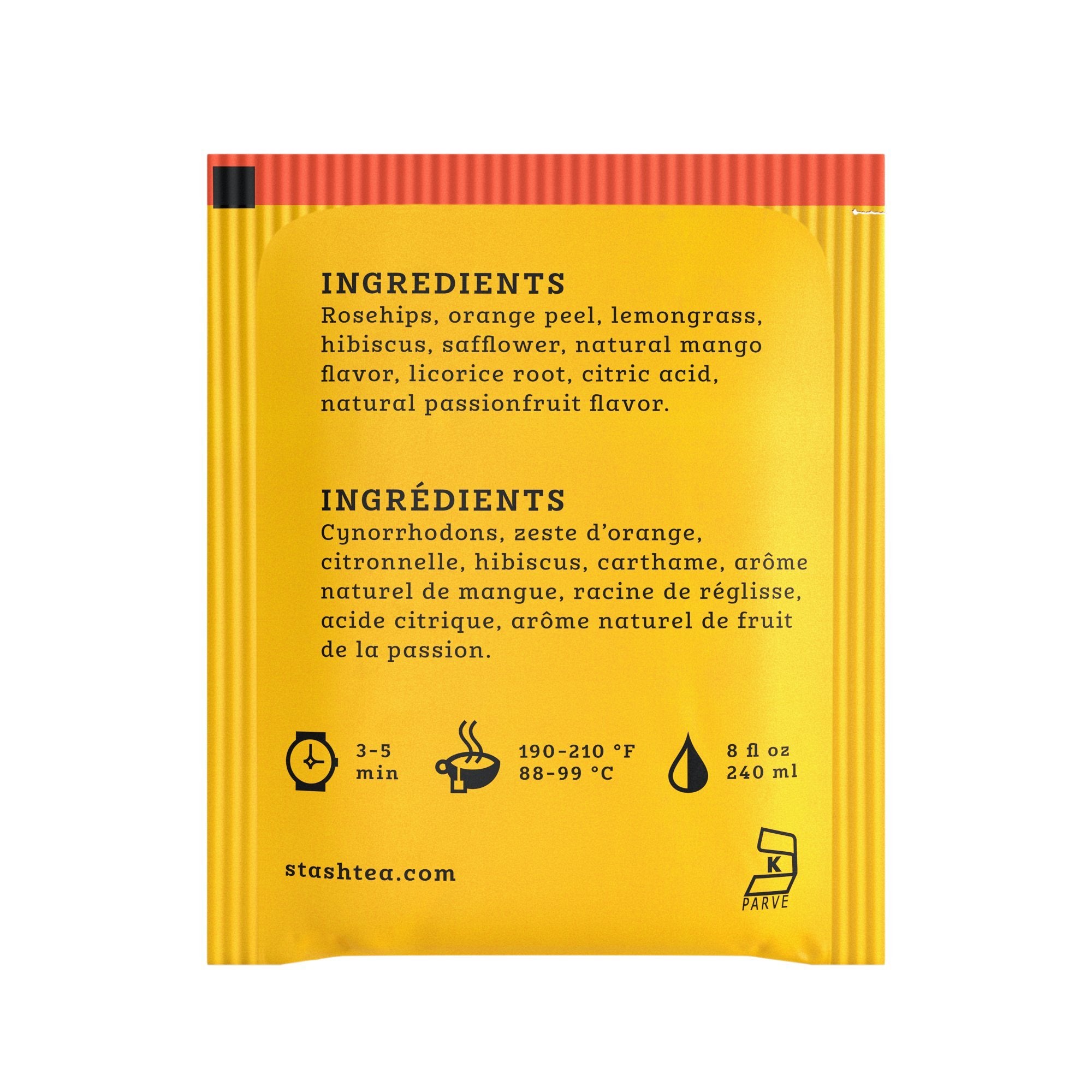 Stash Tea Mango Passionfruit Herbal Tea - Naturally Caffeine Free, Non-GMO Project Verified Premium Tea with No Artificial Ingredients, 20 Count (Pack of 6) - 120 Bags Total