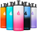 HYDRO CELL Stainless Steel Insulated Water Bottle with Straw - For Cold & Hot Drinks - Metal Vacuum Flask with Screw Cap and Modern Leakproof Sport Thermos for Adults (White/Pink 18oz)