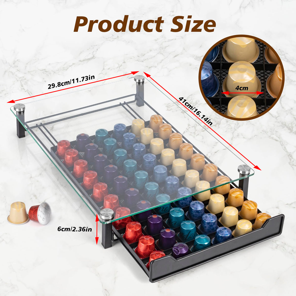 RECAPS Coffee Pod Holder Storage Small Pod Drawer Pods Holder