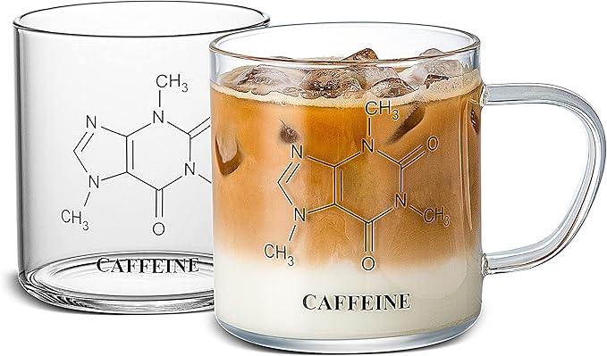 LUXU Glass Coffee Mugs,Clear Tea Cups Set of 2