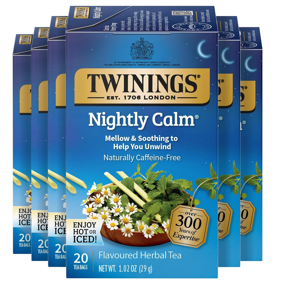 Twinings English Breakfast Black Tea Individually Wrapped Bags, 20 Count (Pack of 6), Flavourful, Robust, Caffeinated, Enjoy Hot or Iced, 120 Teabags