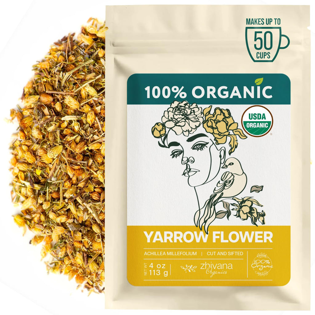 Yarrow Flower Tea Organic 4oz – Milenrama Herb – Immunity & Relaxation