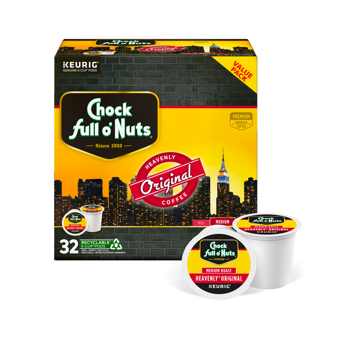 Chock Full o' Nuts K-Cup Pods - Heavenly Original, 32 K-Cup Pods