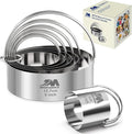 Biscuit Cutter Set for baking 2inch 2.5inch 3inch 3.5inch 4inch 5inch large size Round Metal Baking Rings with handle for Pastry, Biscuits, and Dough Cutting 6pcs set GIFT Package
