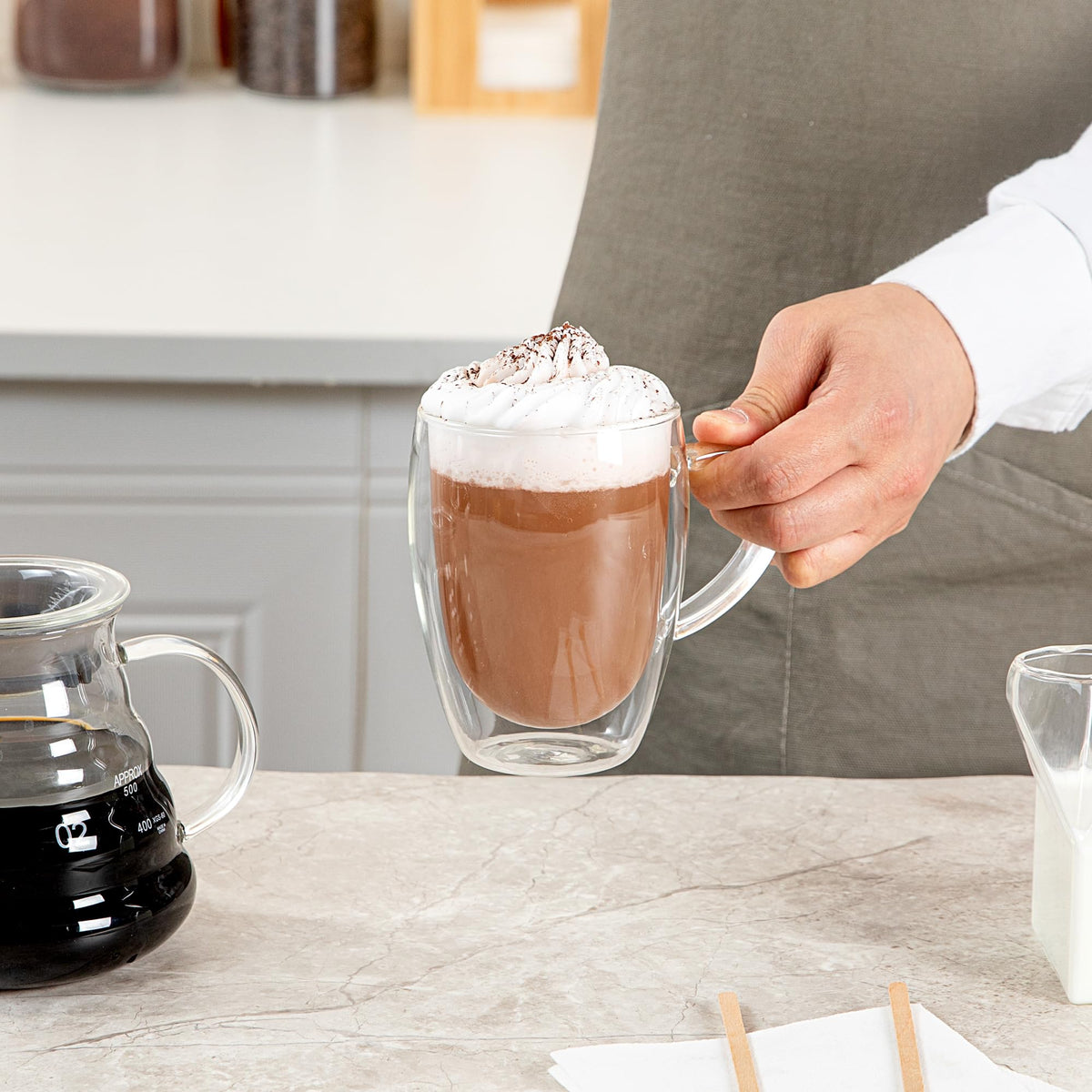 Restaurantware 12 oz Professional Glass Coffee Cup, 2 Pack