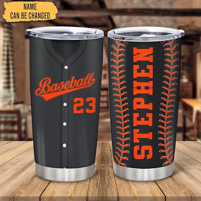Hyturtle Personalized Baseball Tumbler Baseball Players Design Stainless Steel Double Walled Vacuum Insulated Tumblers 20oz30oz Coffee Travel Mug Cup Christmas Gift For Men Boys Friends Dad Sports Fan