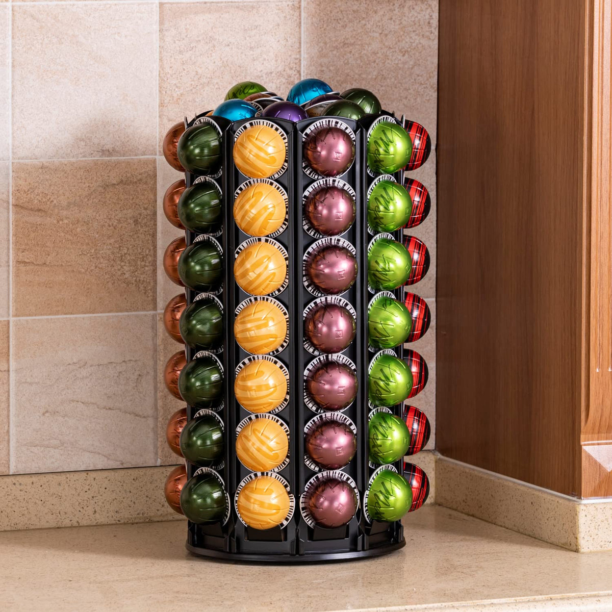 FlagShip Vertuo Pod Carousel Holder 100+ Pods Capacity Black Sturdy Metal