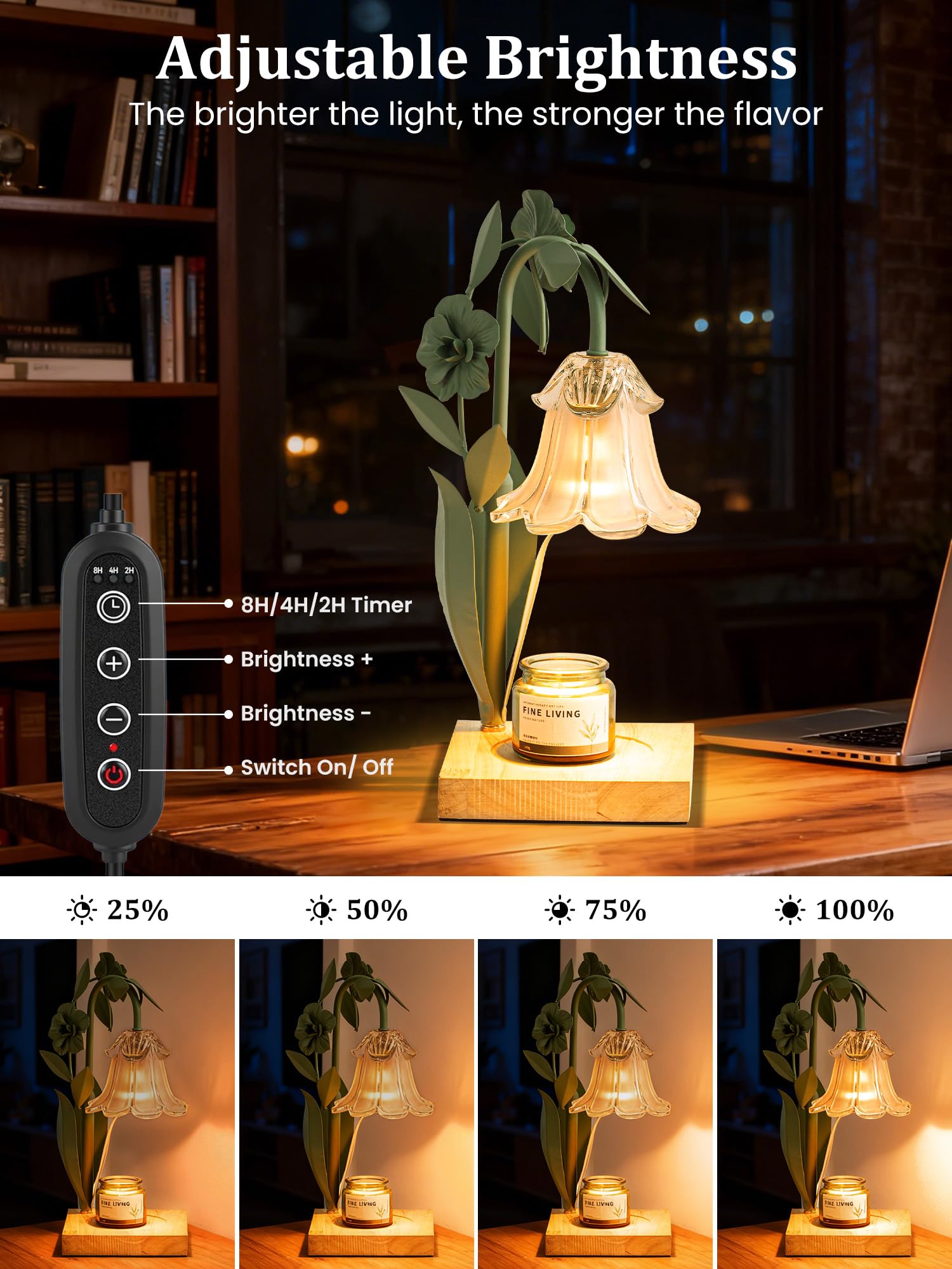 Candle Warmer Lamp with Timer Dimmer, Adjustable Height Flower Candle Lamp Warmer, House Warming Gifts New Home Decor, Mothers Day Birthday Gifts for Women Mom Sister, Wax Melt Warmer for Jar Candles