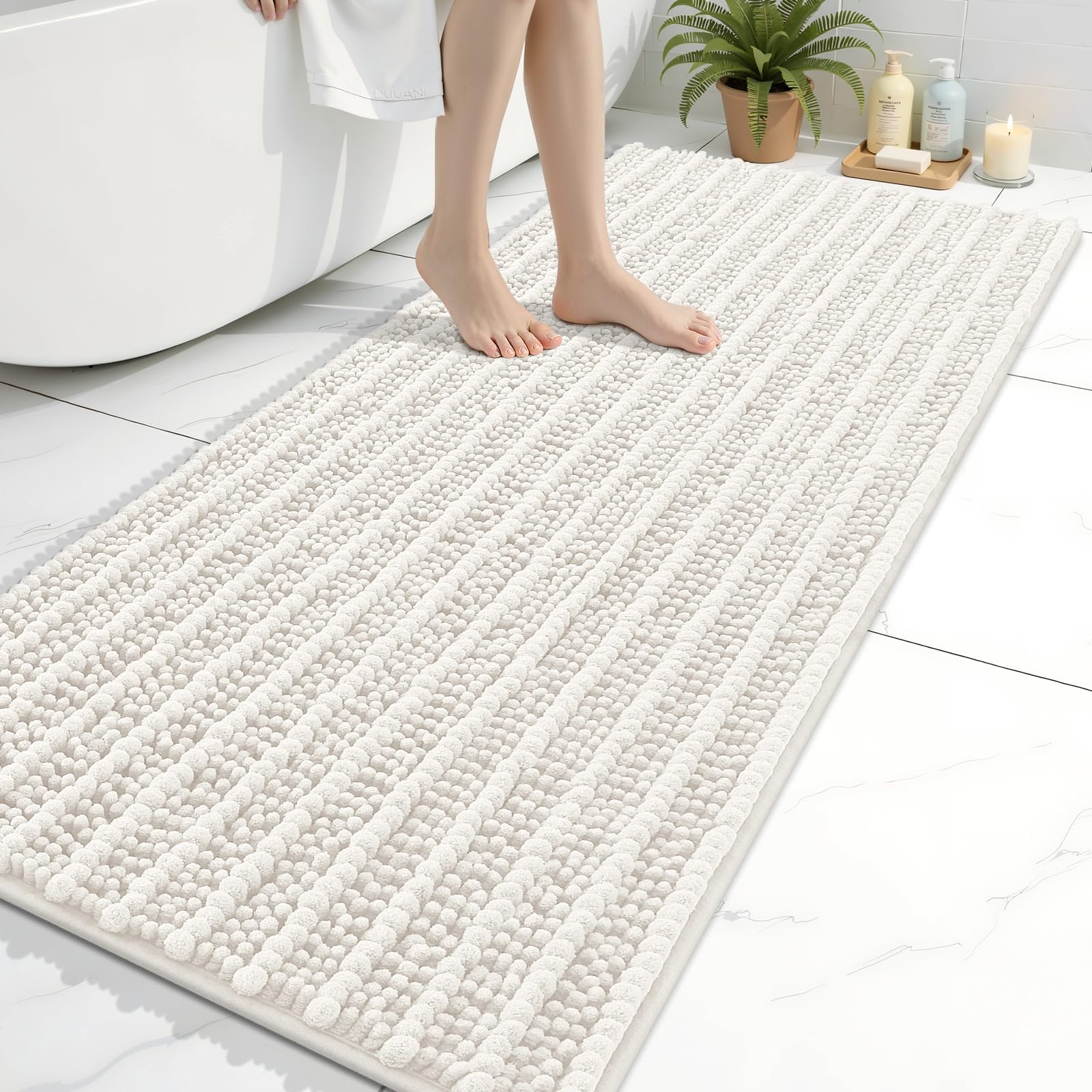 Arotive Bathroom Rugs Mat 30x17, Soft Absorbent Chenille Shaggy Bath Mat — 54" X 24"