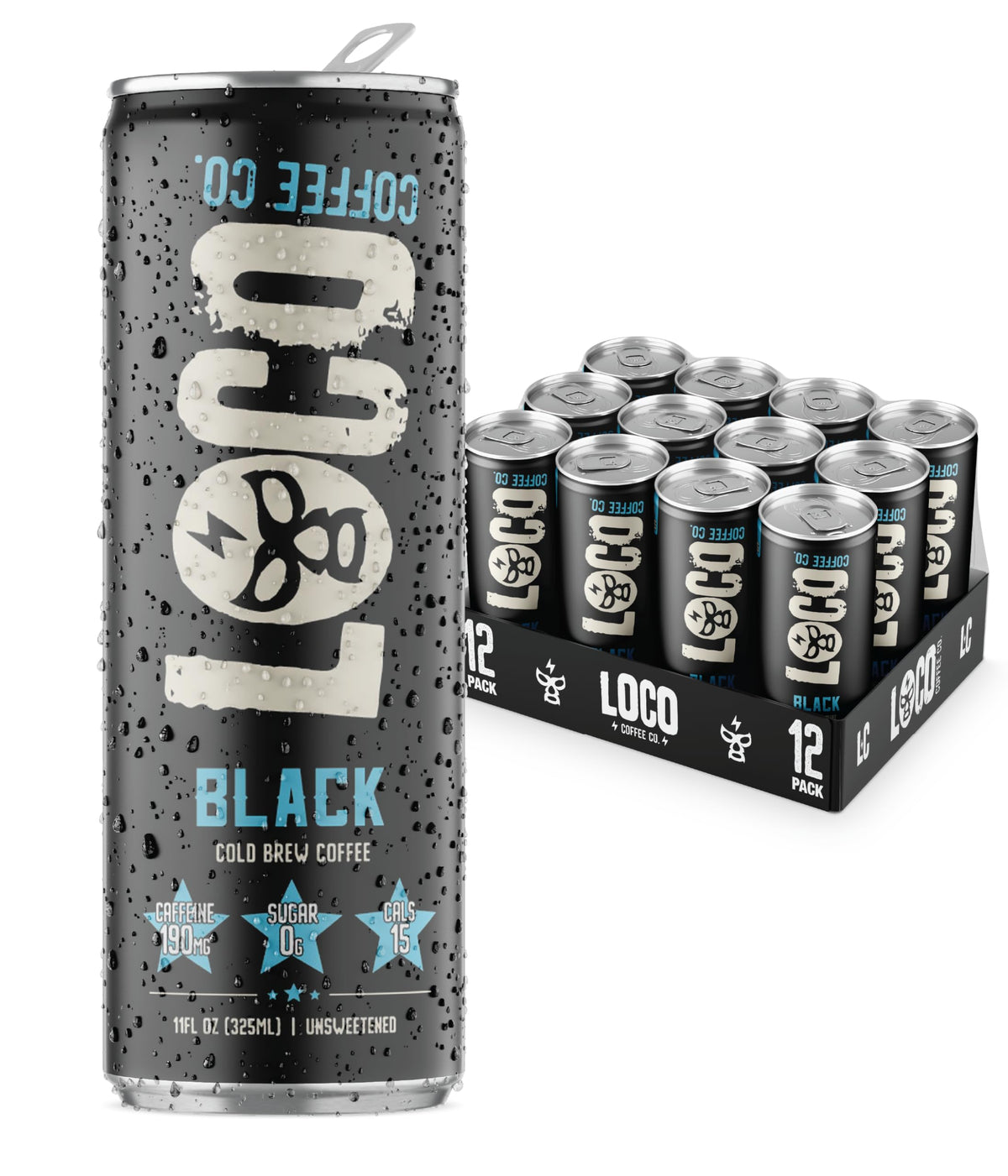Loco Coffee Mocha Latte 11 Ounce Can, 12 Count | Zero Sugar, 200mg Caffeine | Gluten Free and Dairy Free | Low Calorie Iced Coffee