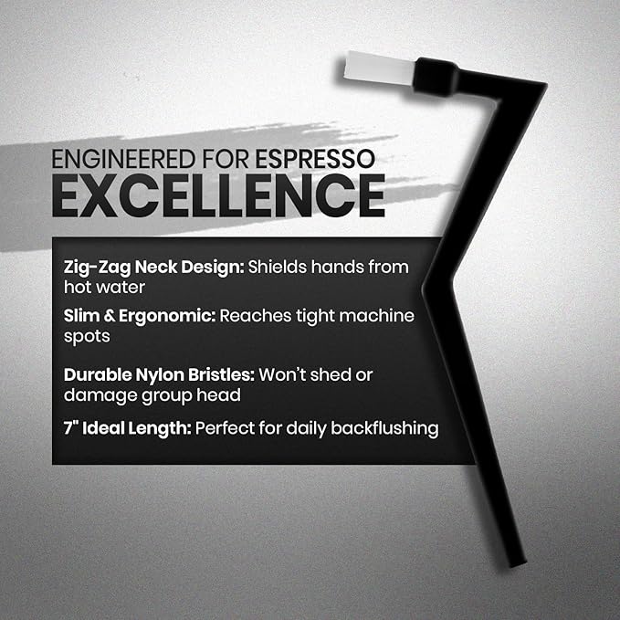 Rattleware Espresso Machine 7” Zig Zag Group Brush - Perfect Cleaning Brush for Home, Cafe, and Restaurant - Ideal for Daily Backflushing Routine