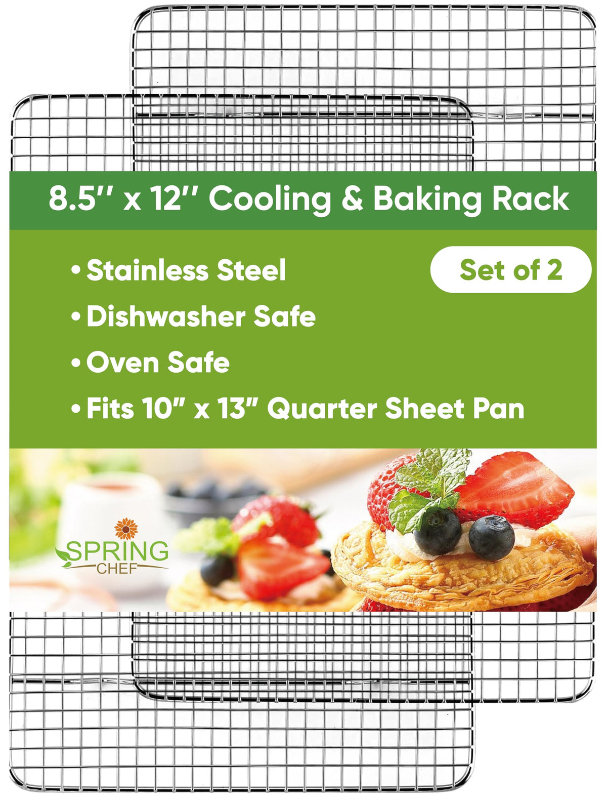 Spring Chef 11.5" x 16.5" Stainless Steel Cooling Rack for Cooking & Baking