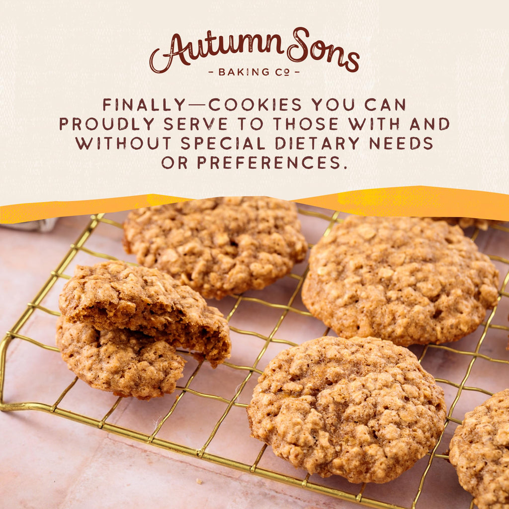 Autumn Sons Baking Co. Gluten Free Oatmeal Cinnamon Cookie Mix. Vegan Plant Based Baking Mix. Top 9 Allergen Free. Dairy Free, Nut Free, Soy Free, Non GMO. 9.3 oz (Pack of 3)