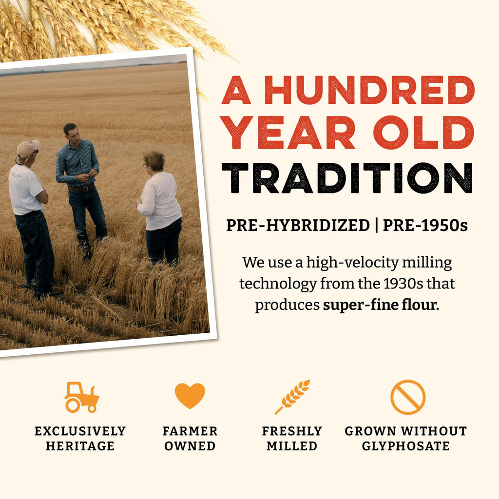 Sunrise Flour Mill Heritage Organic Bread Flour Blend - 2.0 lbs | Organic Unbleached Bread Flour Easy to Digest with Less Bloating | High Protein for Superior Baking | Smooth, Nutty Flavor