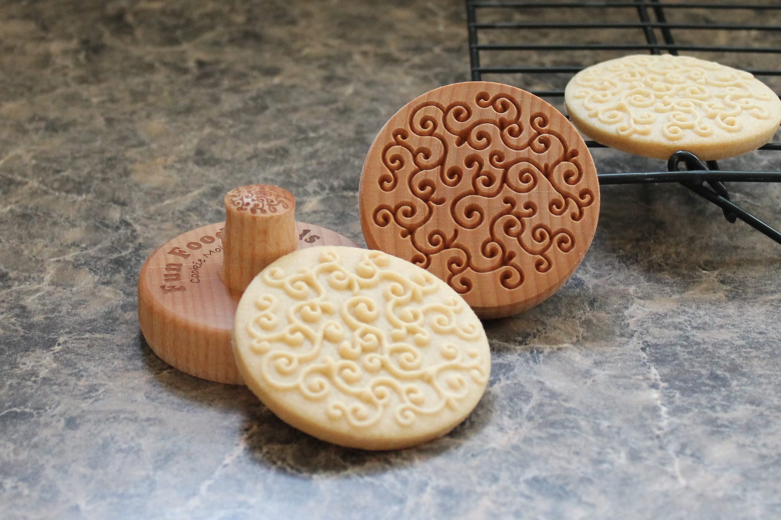 Fun Food Tools, Wood Cookie Stamp, 2.5 Inch (D Vine CS-038)