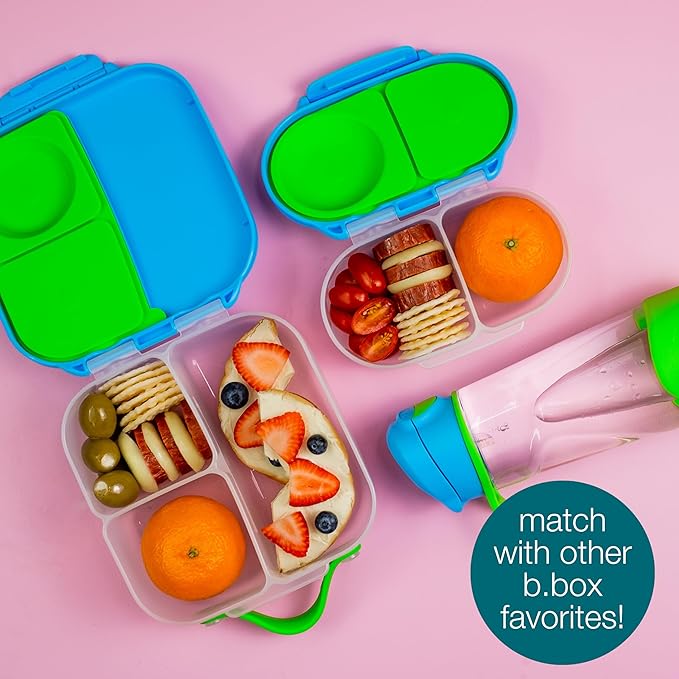b.box Snack Box (2-pack) Reusable Snack Containers with Lids – Bento Box for Kids & Toddlers, Leakproof Lunch Box, BPA-Free and Dishwasher Safe Snack Container(O'Breeze + Emerald, 1 3/4 Cup)