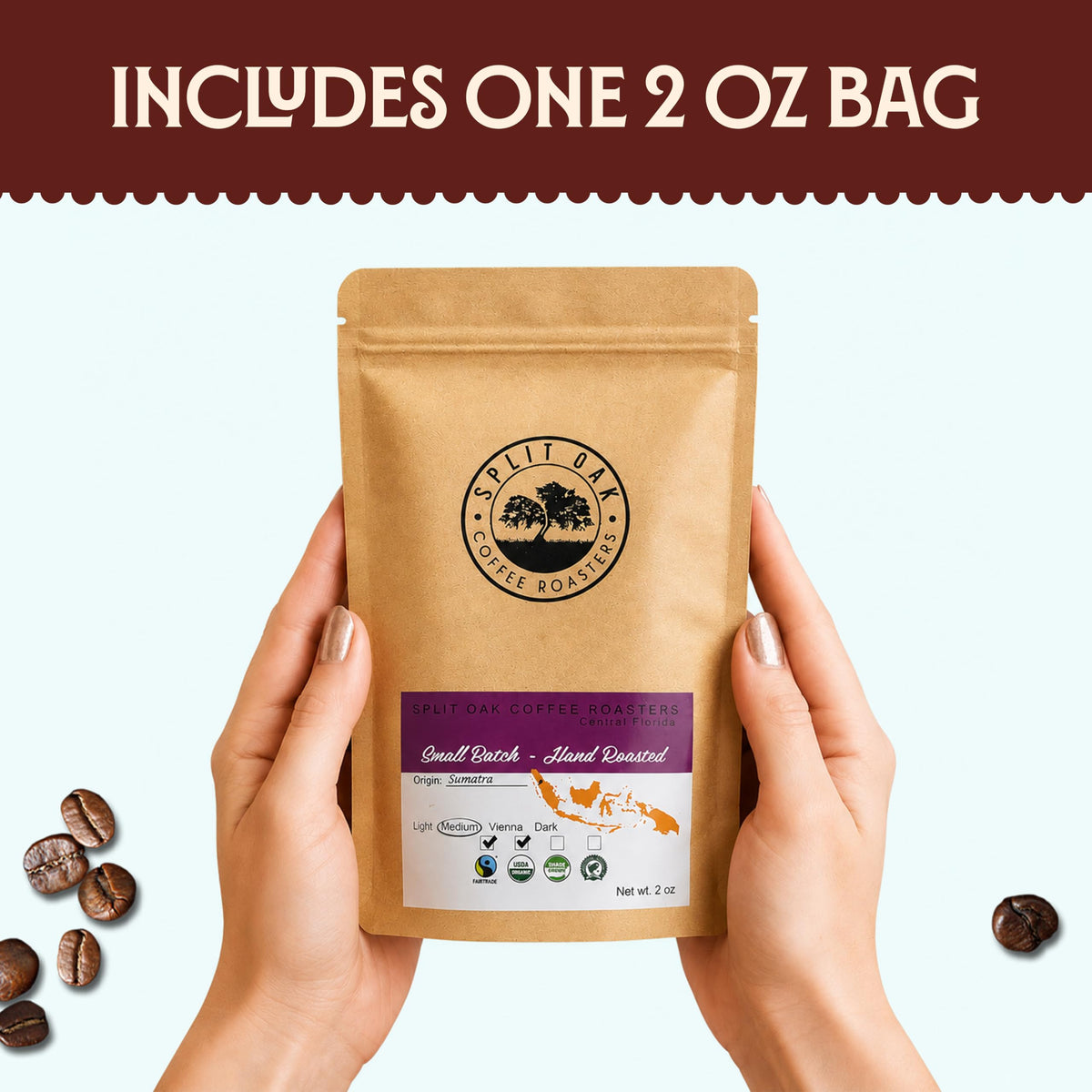 Split Oak Coffee Roasters Gourmet Gift Box – Whole Bean Variety Pack Gift Box, 9 Medium Roast Coffees from Around the World – Global Tasting Collection, 2oz Bags, Roasted in the USA