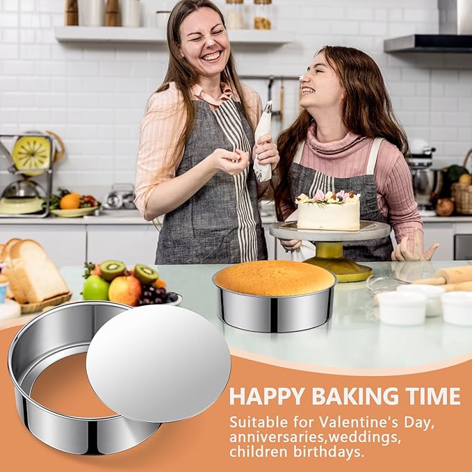 9 Inch Cake Pan, Removable Bottom & Easy Releasing, Leakproof & Nonstick Cake Baking Pan, 304 Stainless Steel Round Cake Pan, Non-Toxic & Healthy, Dishwasher Safe