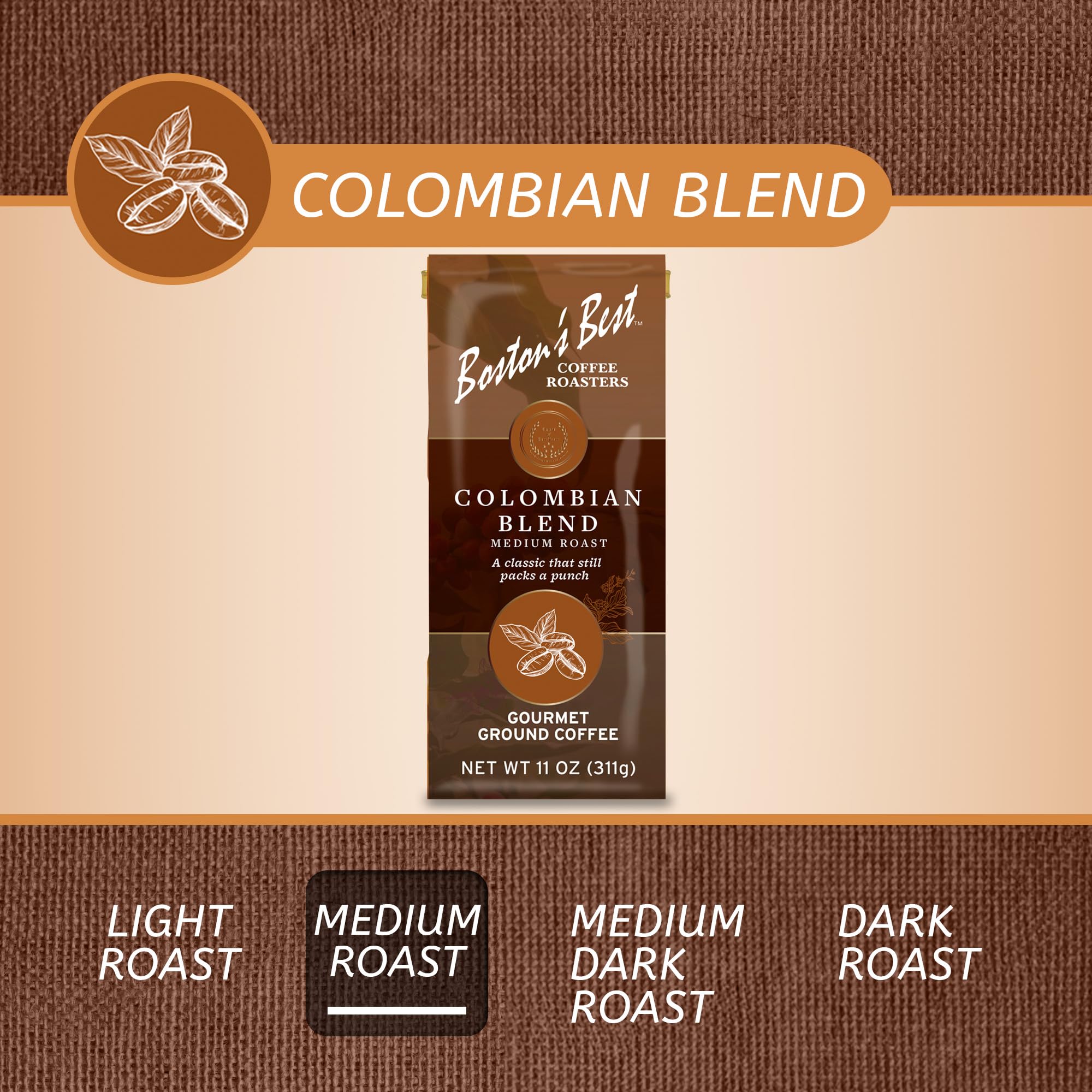 Boston’s Best Coffee - Colombian Blend Delicious Gourmet, Premium Ground Coffee, 11 oz. / 311 g Coffee Bag