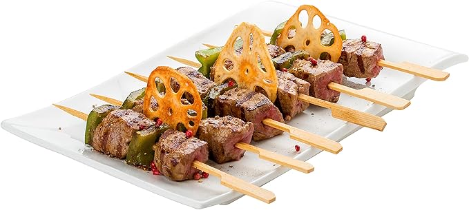1000 Count | KingSeal Natural Green Bamboo Wood Paddle Picks, Skewers for Appetizers and Cocktails, 4.5 Inches, Bulk Pack - 10 Packs of 100