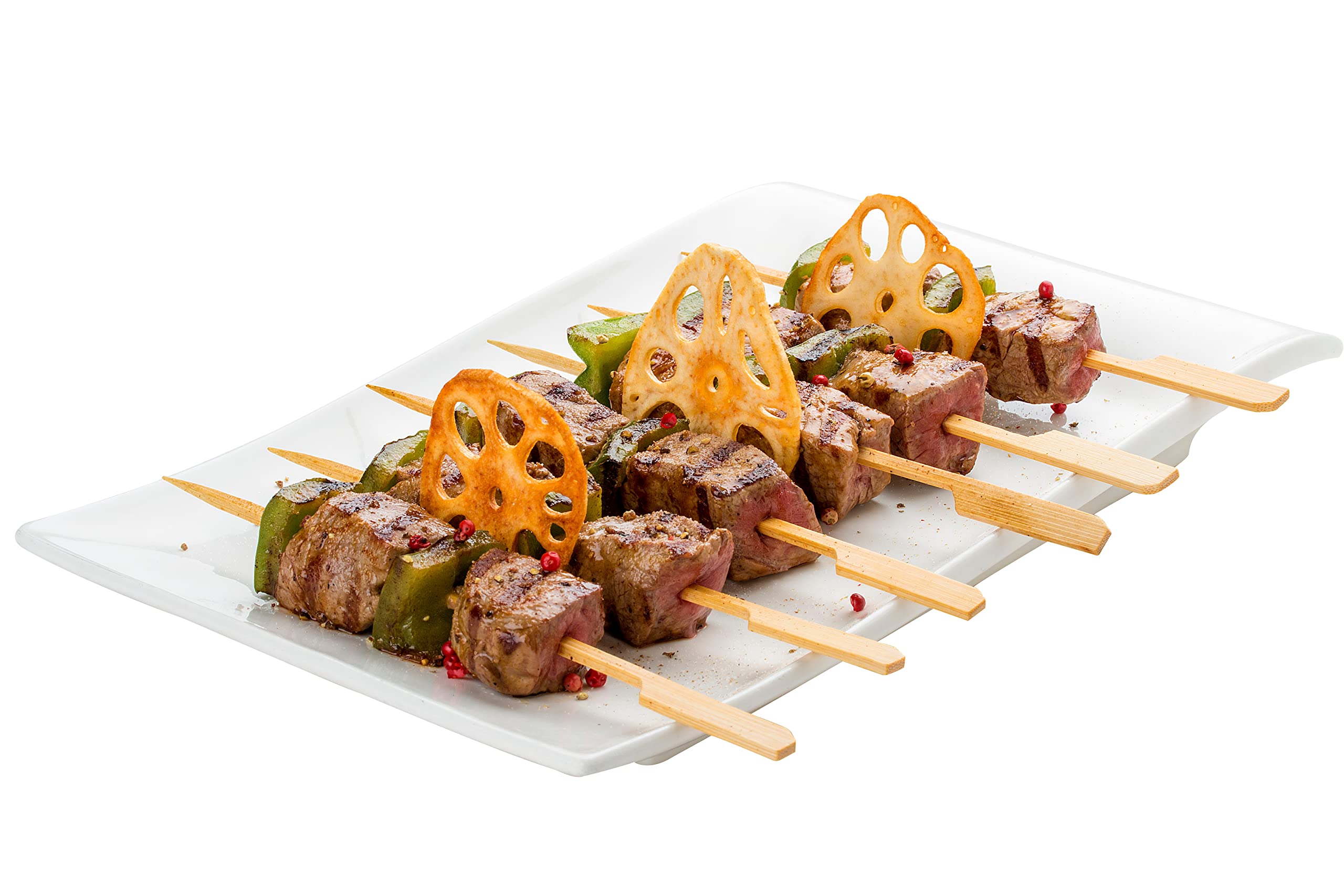 1000 Count | KingSeal Natural Green Bamboo Wood Paddle Picks, Skewers for Appetizers and Cocktails, 4.5 Inches, Bulk Pack - 10 Packs of 100