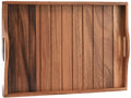 Large Acacia Wooden Serving Tray with Handles 20 x 14 inch Decorative Coffee Table Ottoman Tray for Living Room Extra Large for Kitchen Dinner Food Bar Breakfast in Bed (Color Natural)