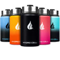 HYDRO CELL Stainless Steel Insulated Water Bottle with Straw - For Cold & Hot Drinks - Metal Vacuum Flask with Screw Cap and Modern Leakproof Sport Thermos for Adults (Black 14oz)