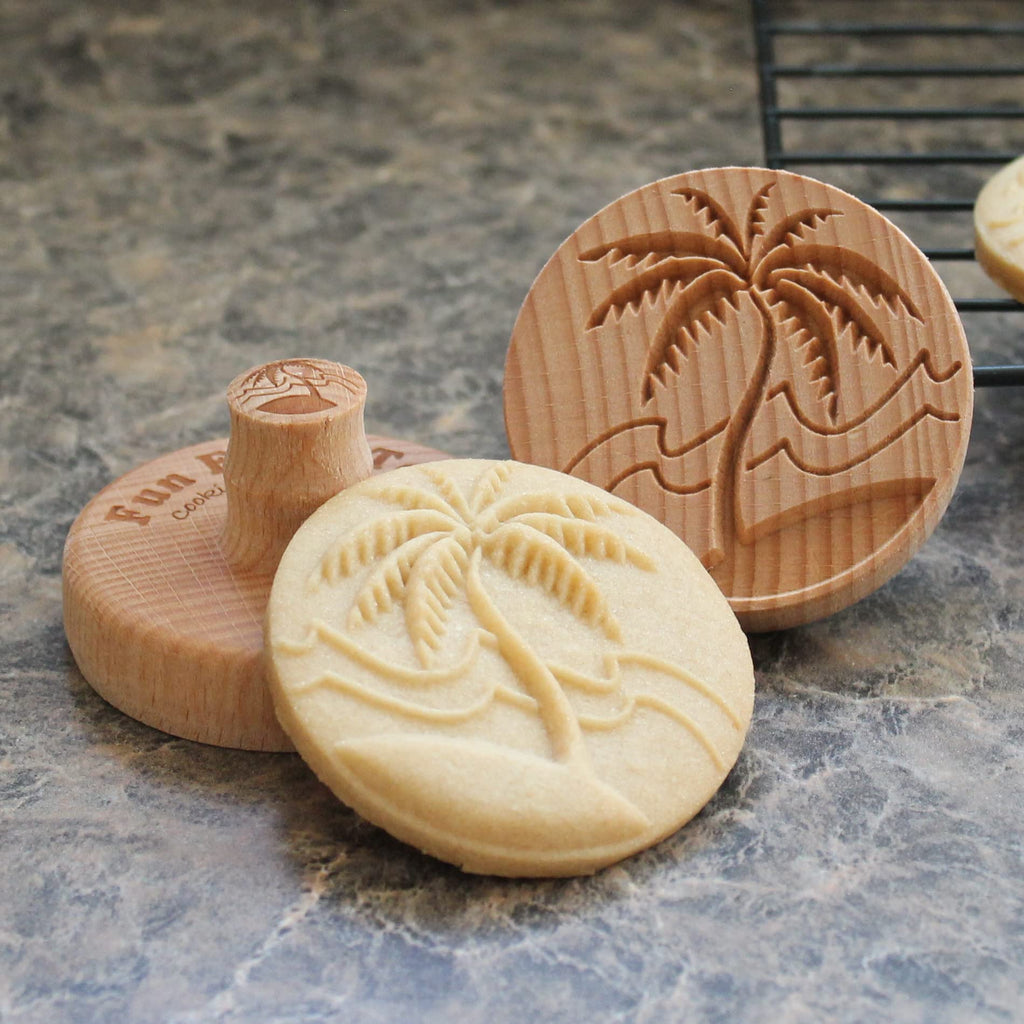 Fun Food Tools, Wood Cookie Stamp, 2.5 Inch (Tropical Island CS-046)