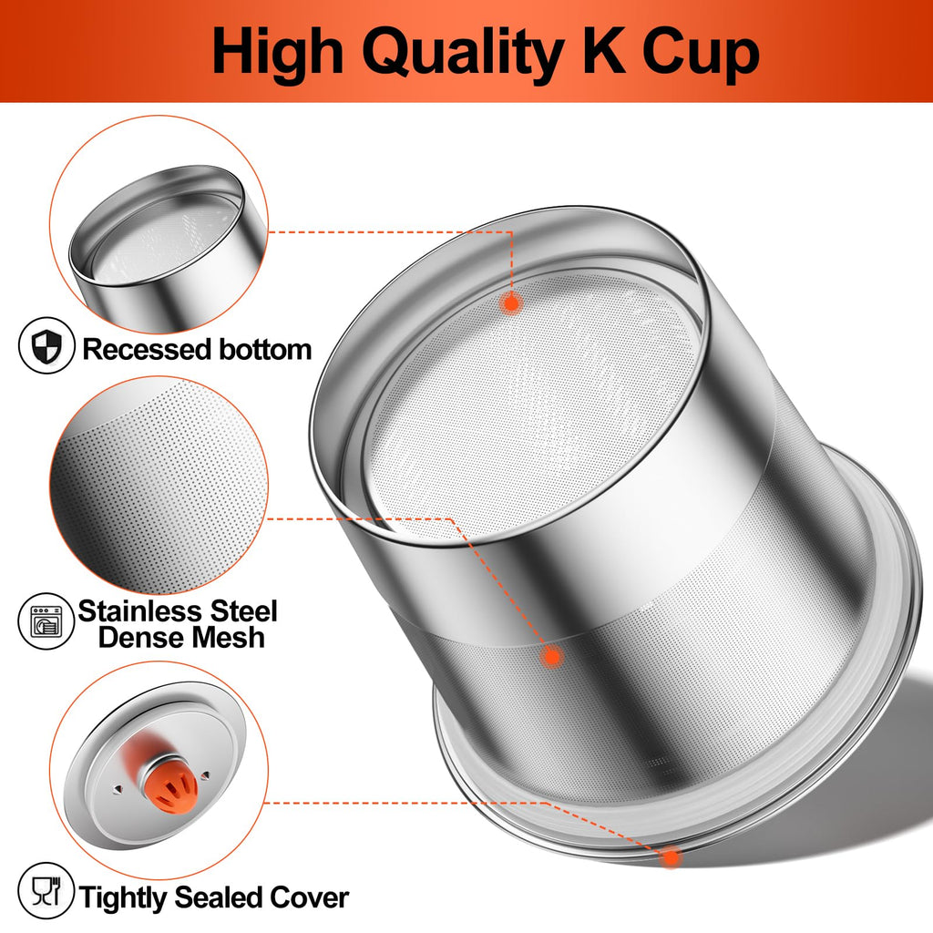 RETHONE Reusable K Cups for Keurig 1.0/2.0, Stainless Steel Coffee Pods